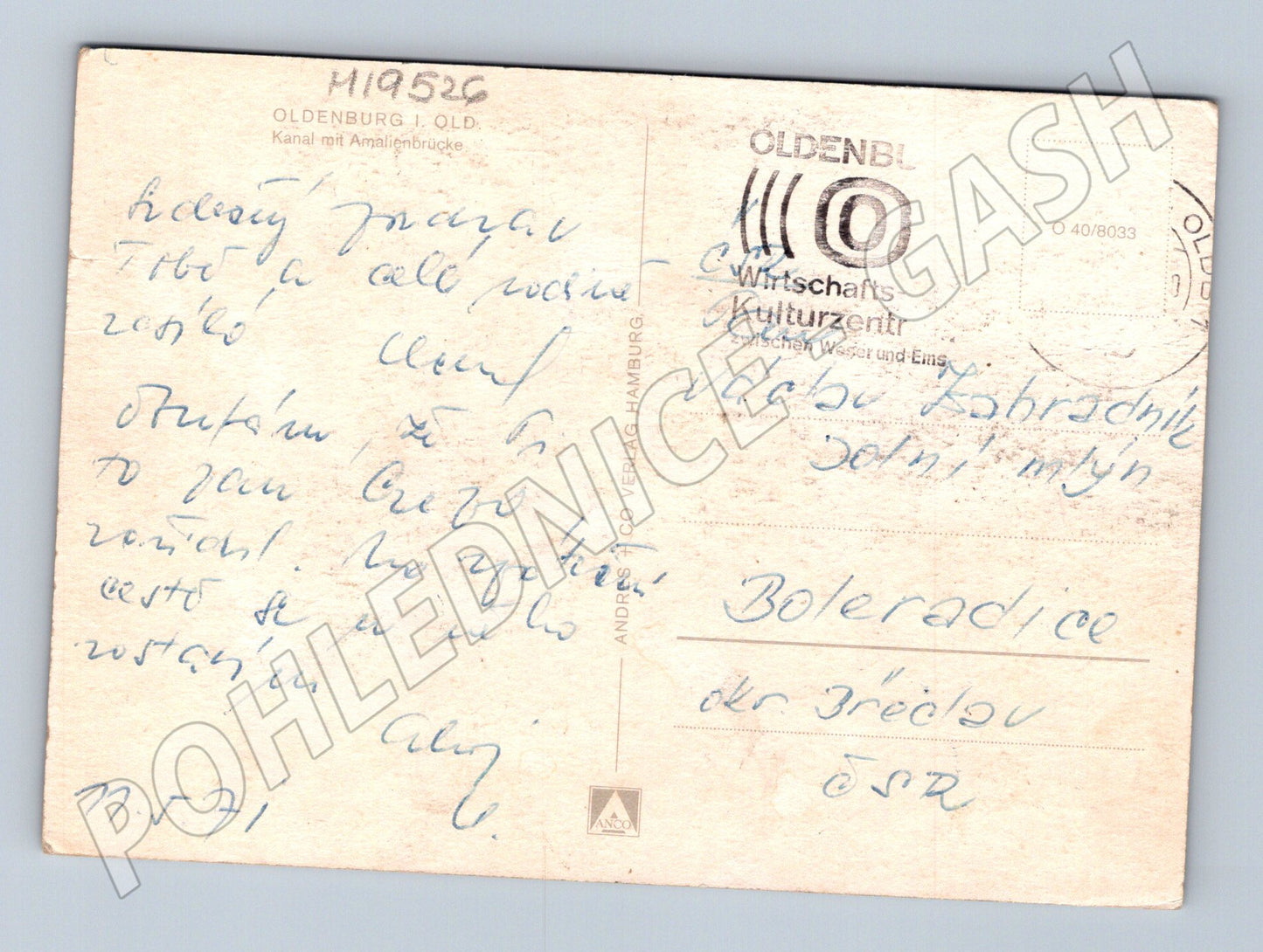 Pohlednice Oldenburg kanál s lodí Amalienbrücke (M19526)