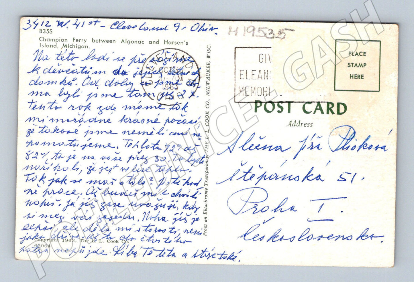 Pohlednice Michigan USA lodě přístav zaslaná do ČSSR (M19535)