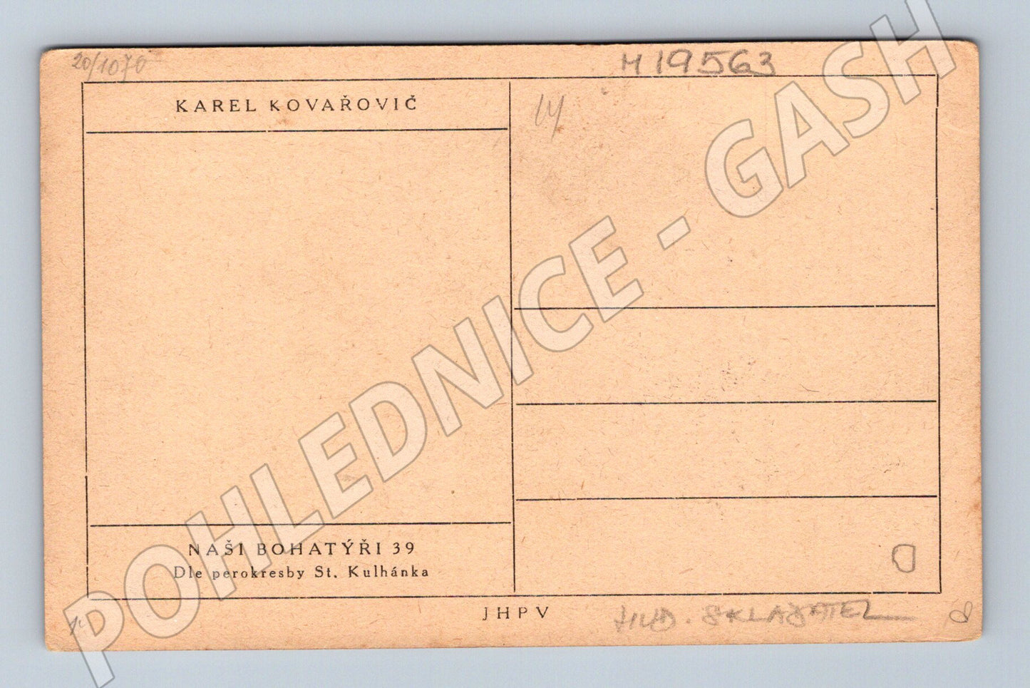 Pohlednice Karel Kovařovič Naši bohatýři 39 perokresba Kulhán (M19563)