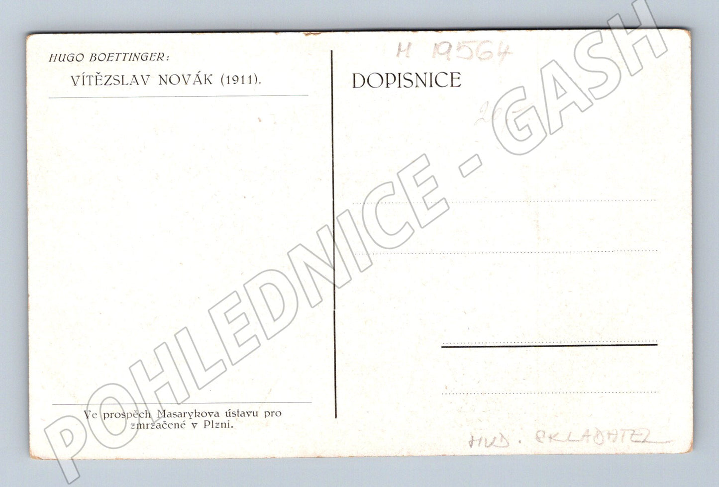 Pohlednice Vítězslav Novák portrét Hugo Boettinger (M19564)