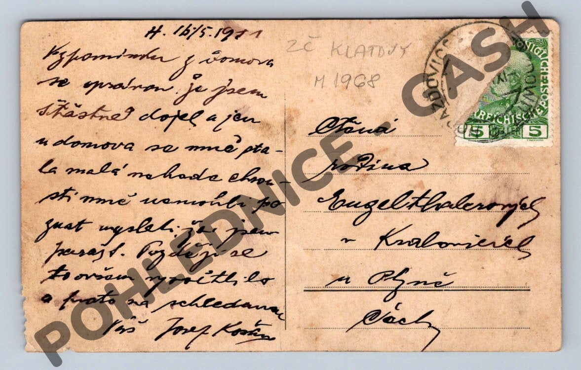 Pohlednice Horažďovice Prácheň kolorovaná 1908 (M1968)