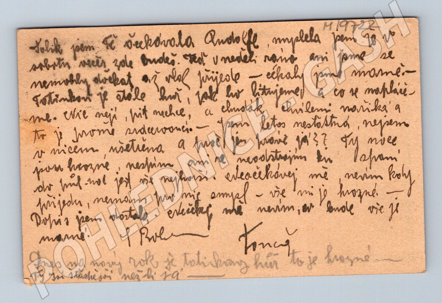 Pohlednice Rakousko-Uhersko malý formát ruční psaní známka FJ (M19722)