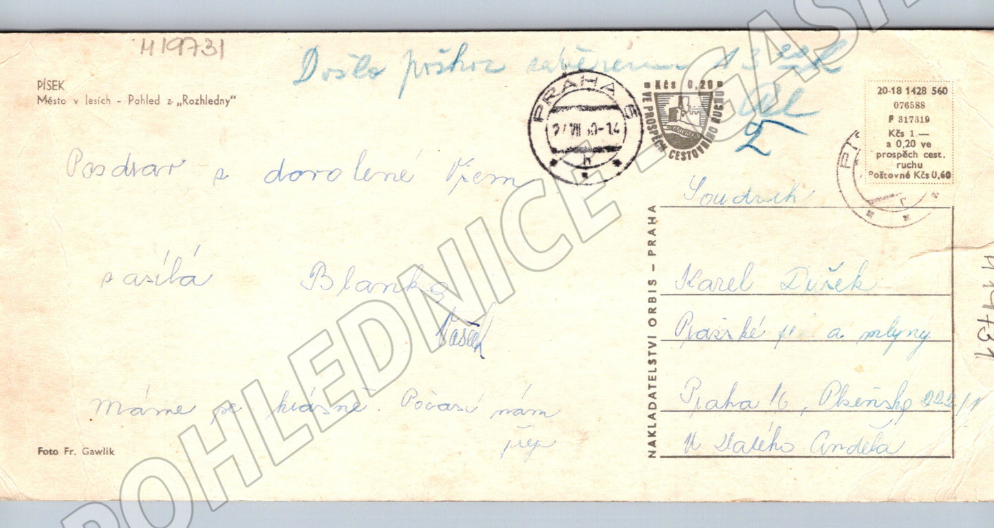 Pohlednice Písek panoramatický pohled z rozhledny Orbis (M19731)