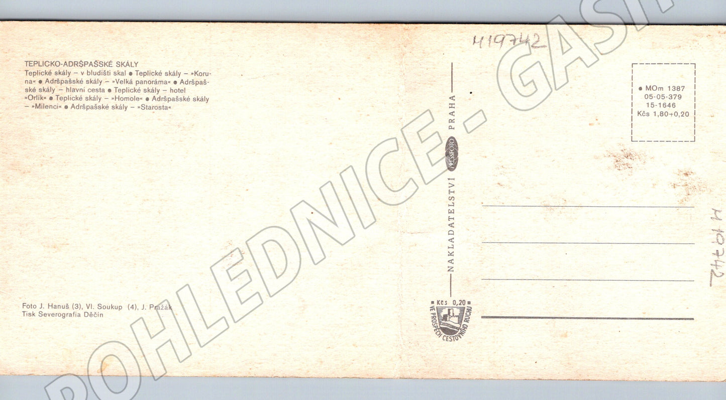 Pohlednice Teplicko Adršpašské skály ČR historická (M19742)