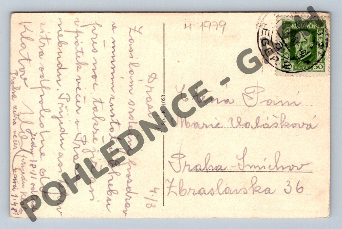 Pohlednice Františkovy Lázně Franzensbad lázeňská budova 1929 (M1979)