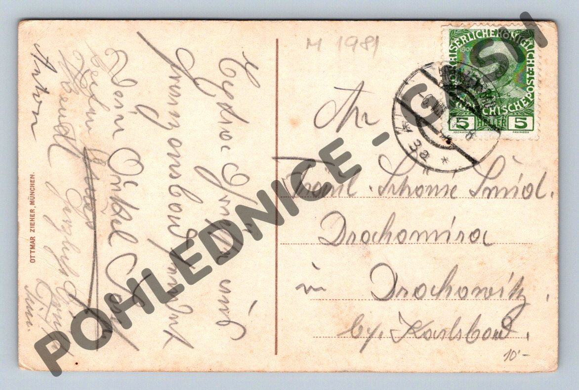 Pohlednice Franzensbad Café Restaurant Amerika městský les 1908(M1981)