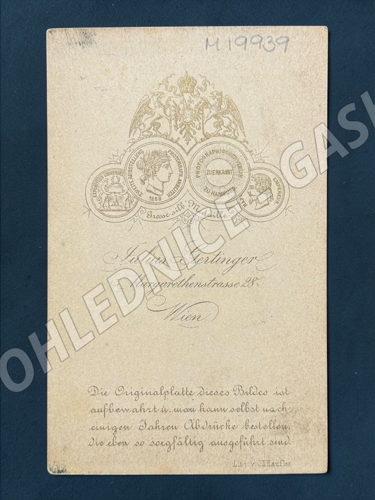 Stará fotografie Wien elegantní dáma ateliér Gertinger 1869 (M19939)