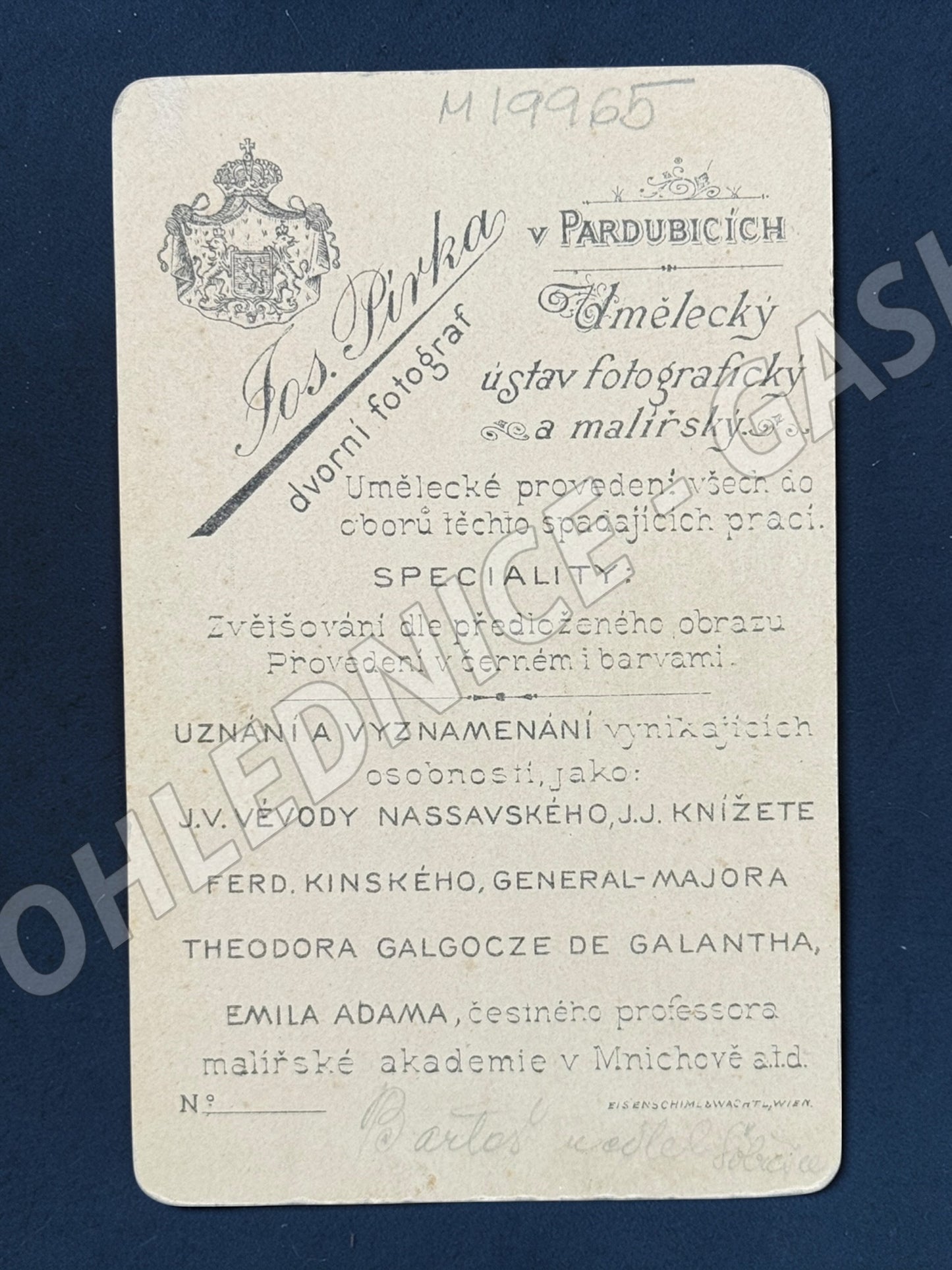 Fotografie Pardubice mladík v uniformě Jos. Pírka (M19965)