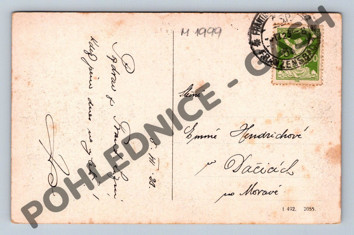 Pohlednice Františkovy Lázně odeslaná 1921 (M1999)