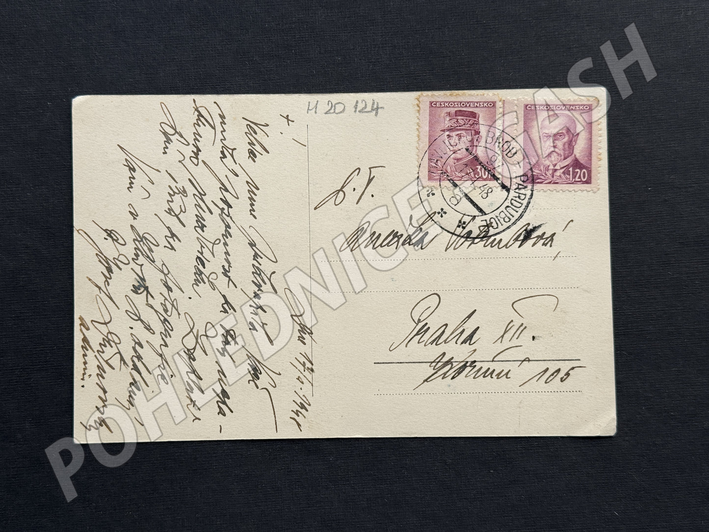 Pohlednice Svatá Terezička s křížem a růžemi 1938 (M20124)