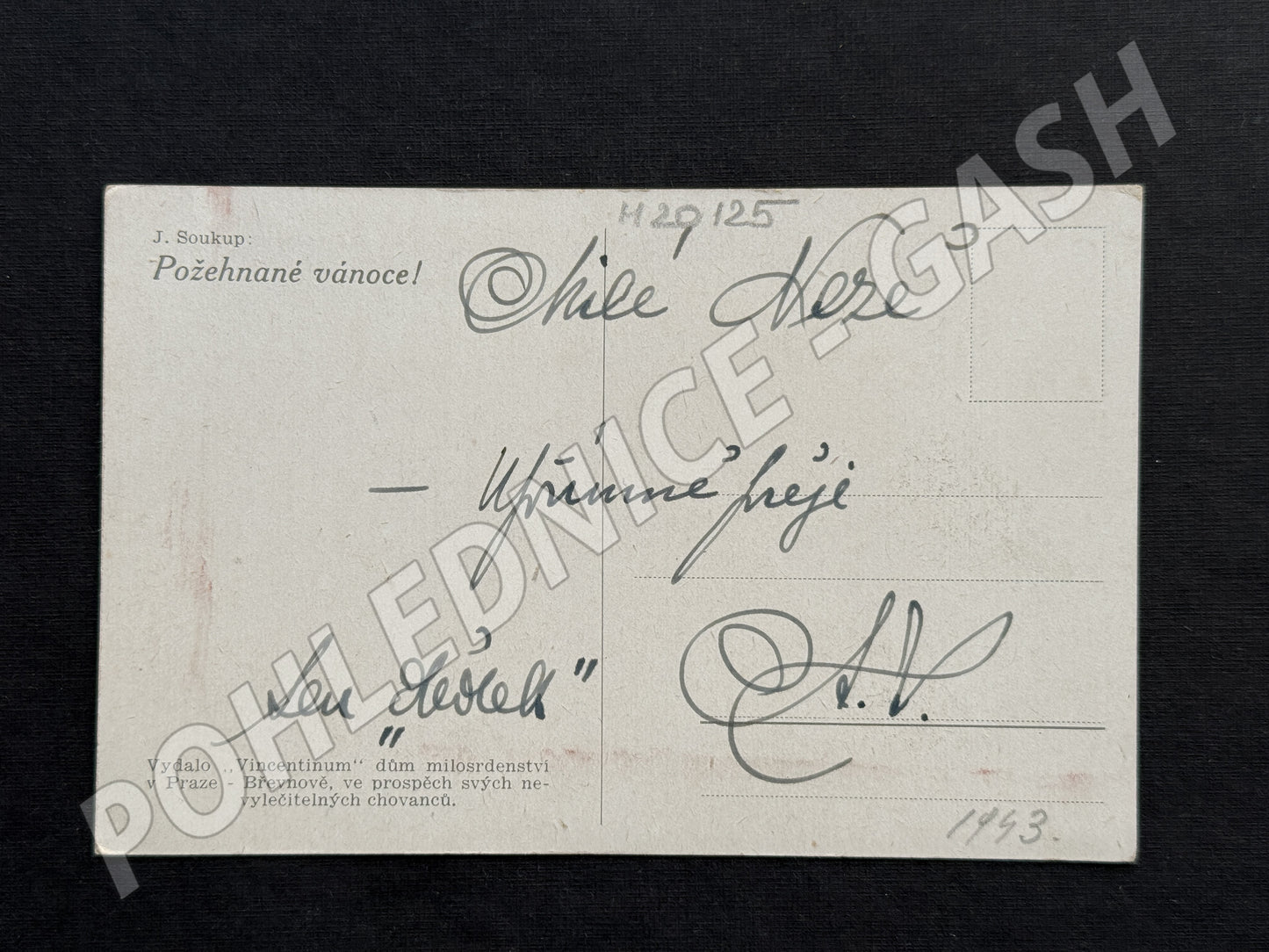 Pohlednice Vánoční andělé zasněžená krajina 1943 (M20125)