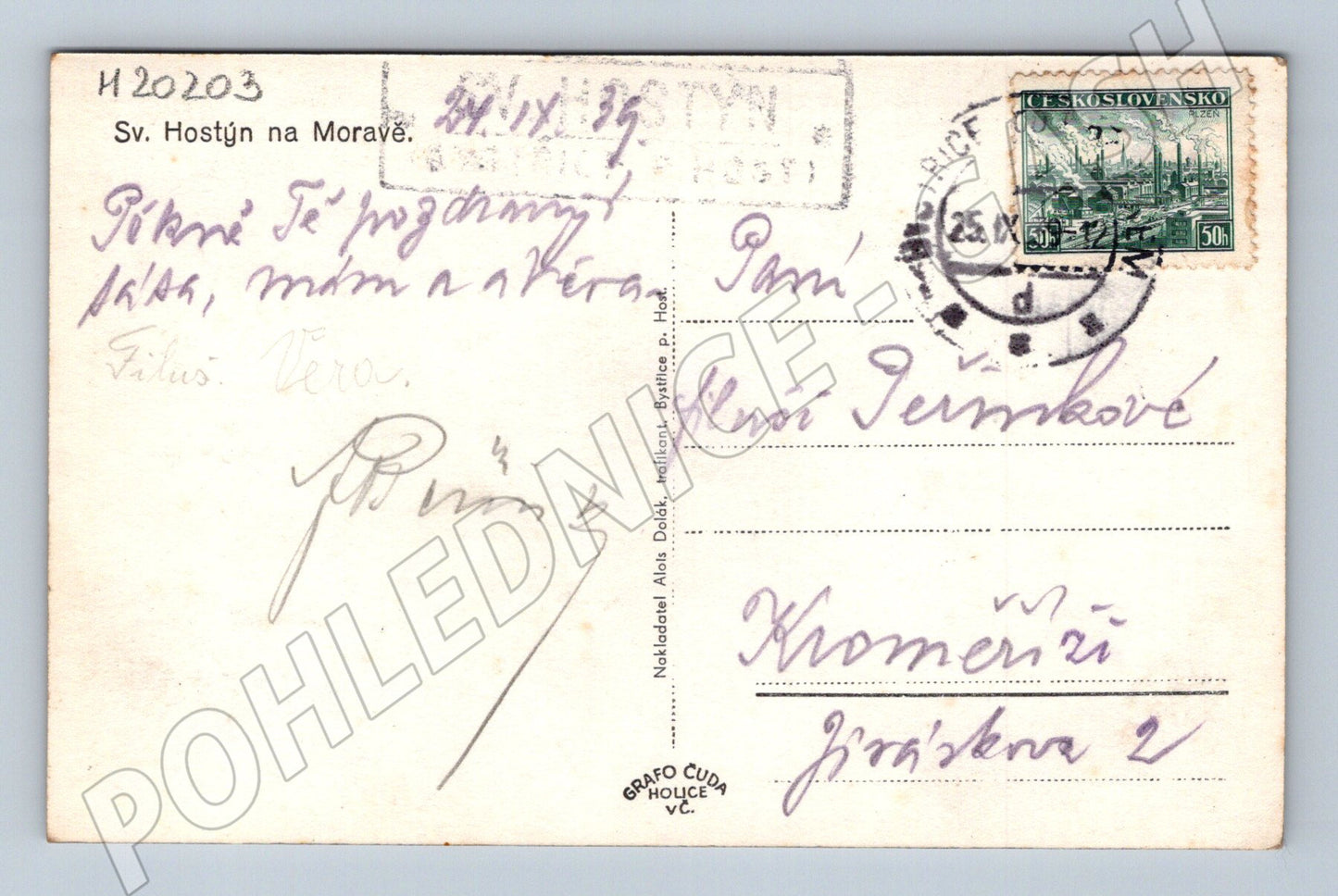 Pohlednice Svatý Hostýn na Moravě 1939 (M20203)