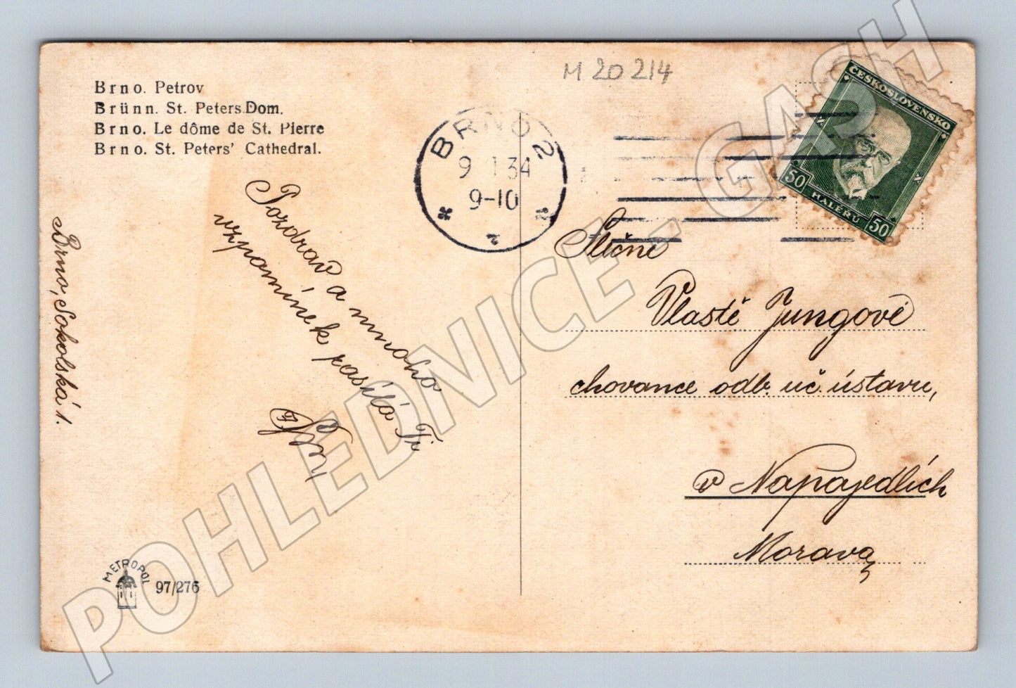Pohlednice Brno Petrov katedrála sv Petra Pavla 1934 (M20214)
