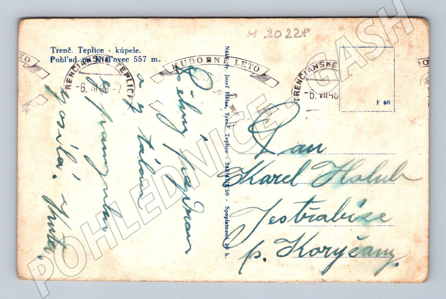 Pohlednice Trenčianské Teplice lázně 1948 (M20228)