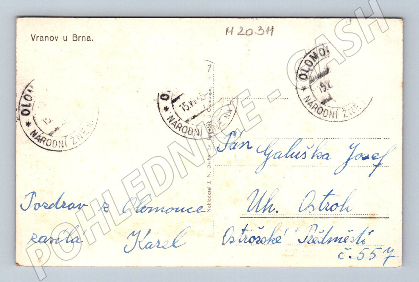Pohlednice Vranov u Brna 1951 (M20311)