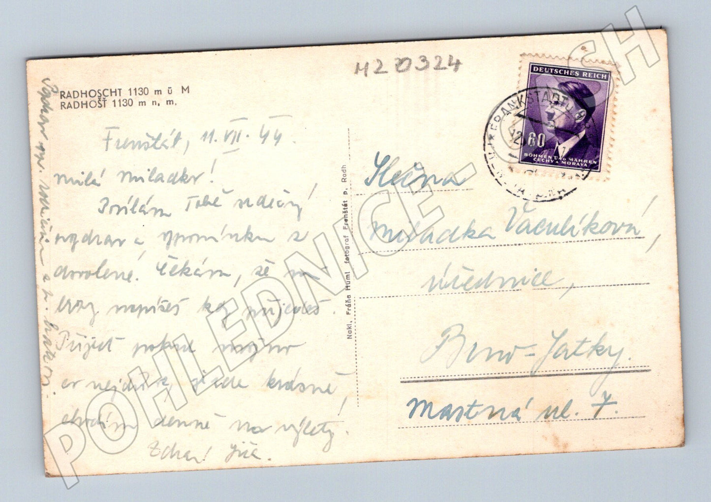 Pohlednice Radhošť ovce 1944 (M20324)