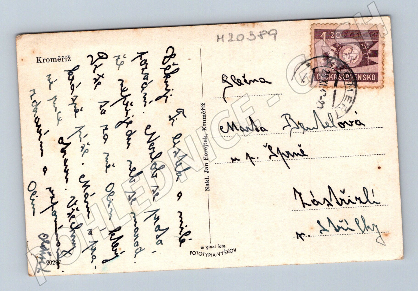 Pohlednice Kroměříž protektorát 1941 (M20389)