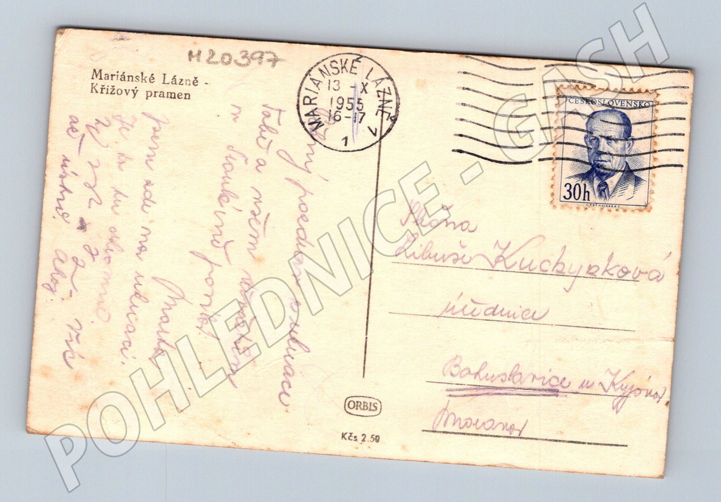 Pohlednice Mariánské Lázně Křížový pramen 1951 (M20397)