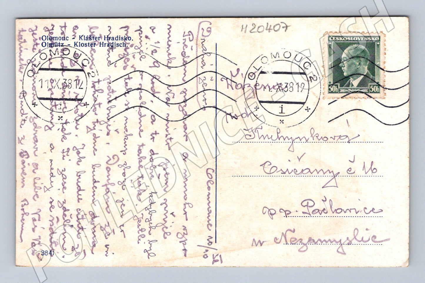 Pohlednice Olomouc Klášter Hradisko 1938 (M20407)