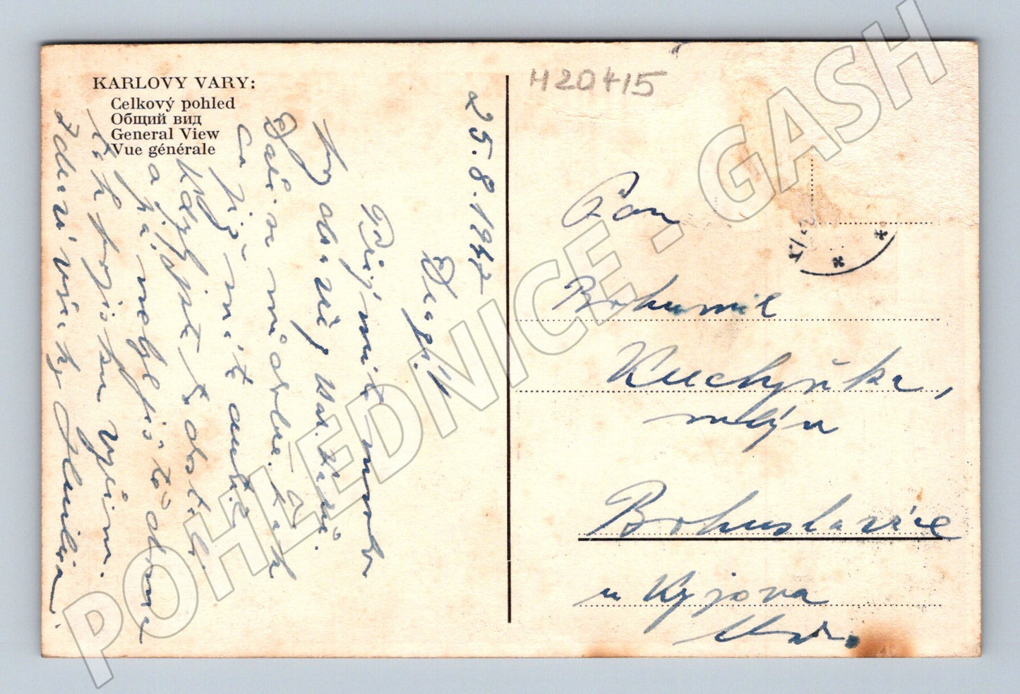 Pohlednice Karlovy Vary celkový pohled 1937 (M20415)