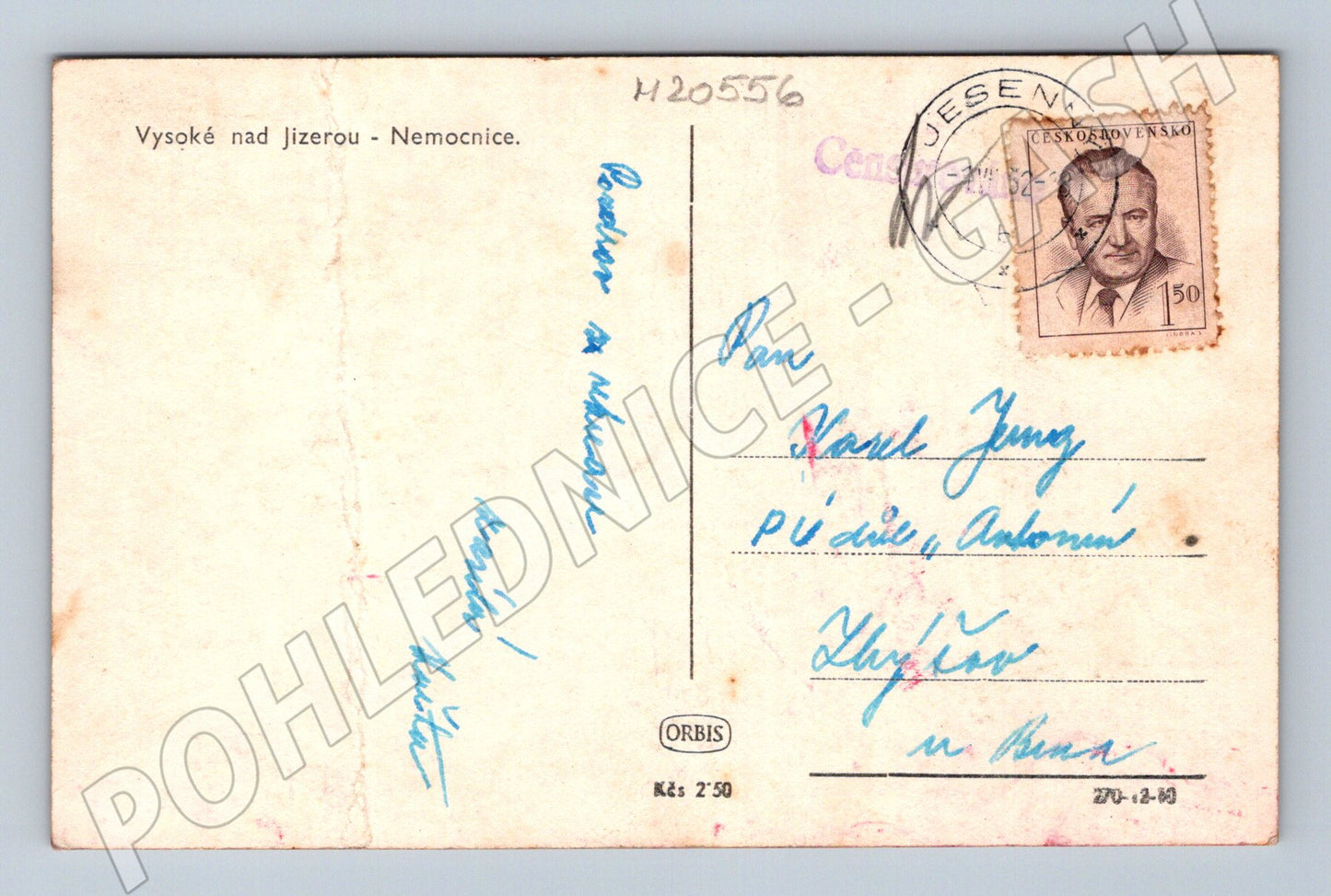 Pohlednice Vysoké nad Jizerou nemocnice 1952 (M20556)