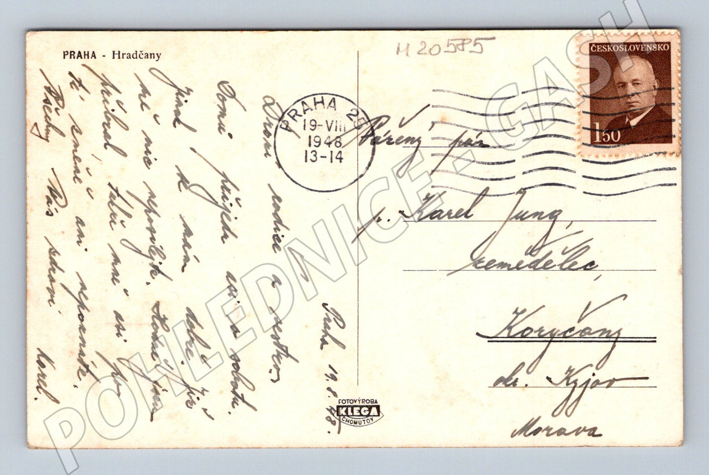 Pohlednice Praha Hradčany razítko 1948 (M20585)