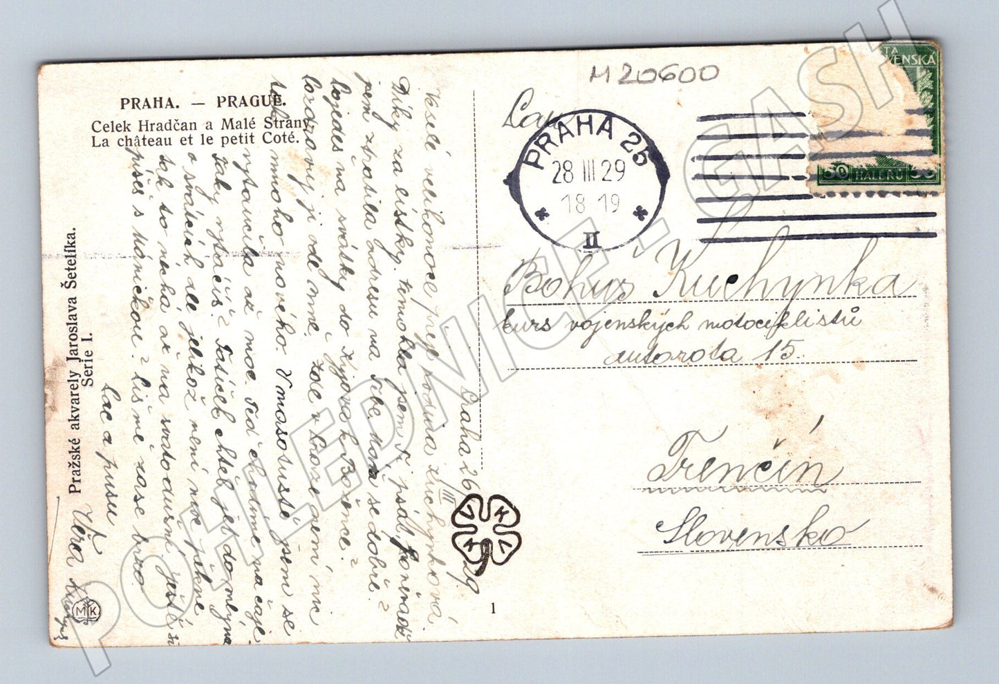 Pohlednice Praha Hradčany a Karlův most 1929 (M20600)