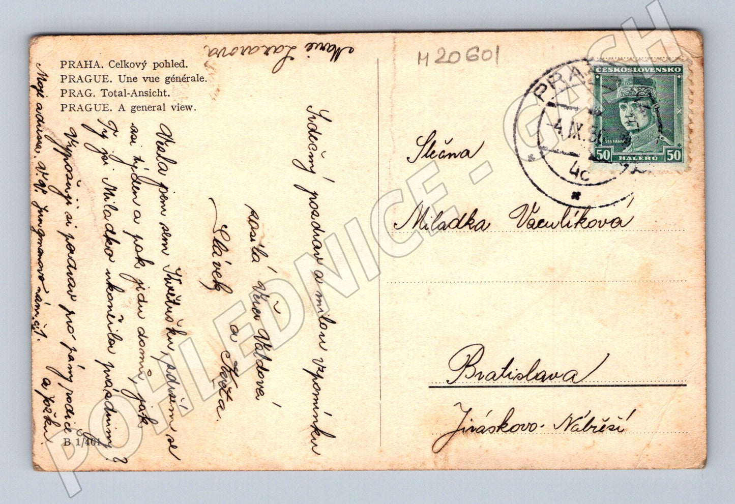 Pohlednice Praha celkový pohled 1929 (M20601)