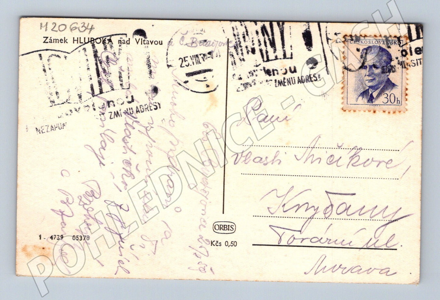 Pohlednice Hluboká nad Vltavou zámek 1970 (M20634)