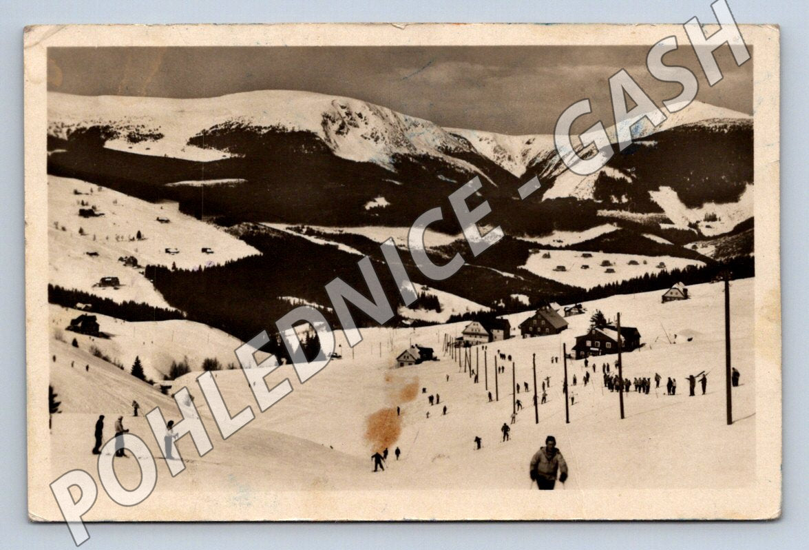 Pohlednice Krkonoše Pec pod Sněžkou zimní krajina ČSR (M2064)