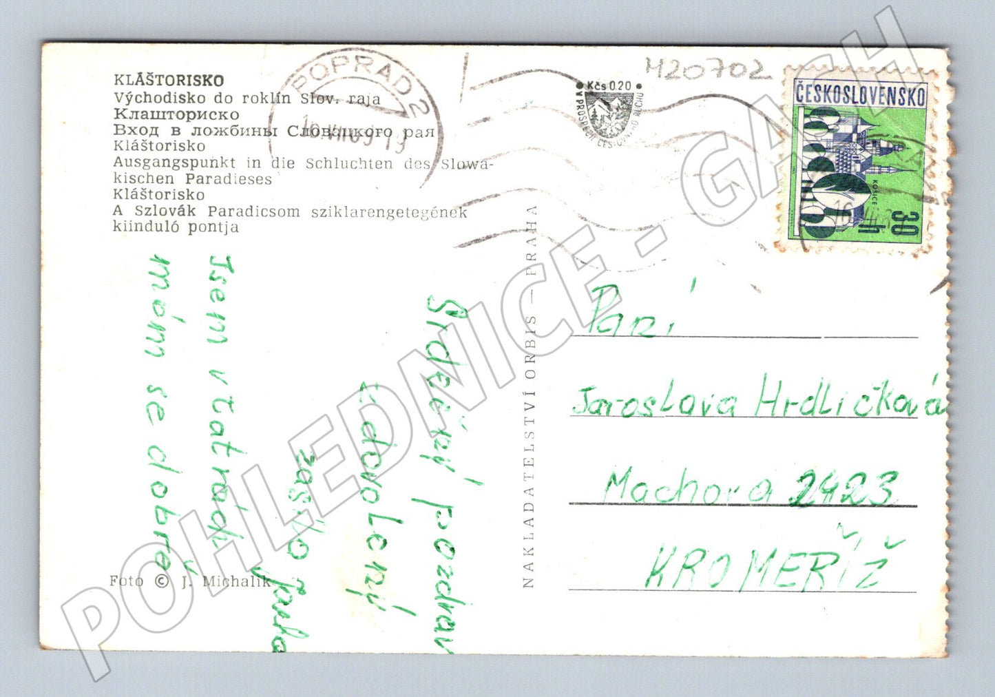 Pohlednice Kláštorisko Slovenský ráj (M20702)