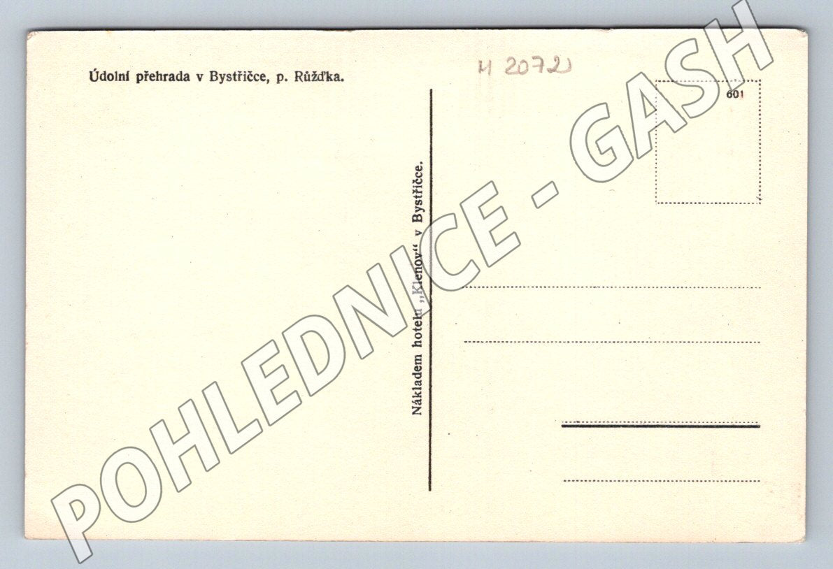 Pohlednice Bystřička údolní přehrada Morava (M2072)