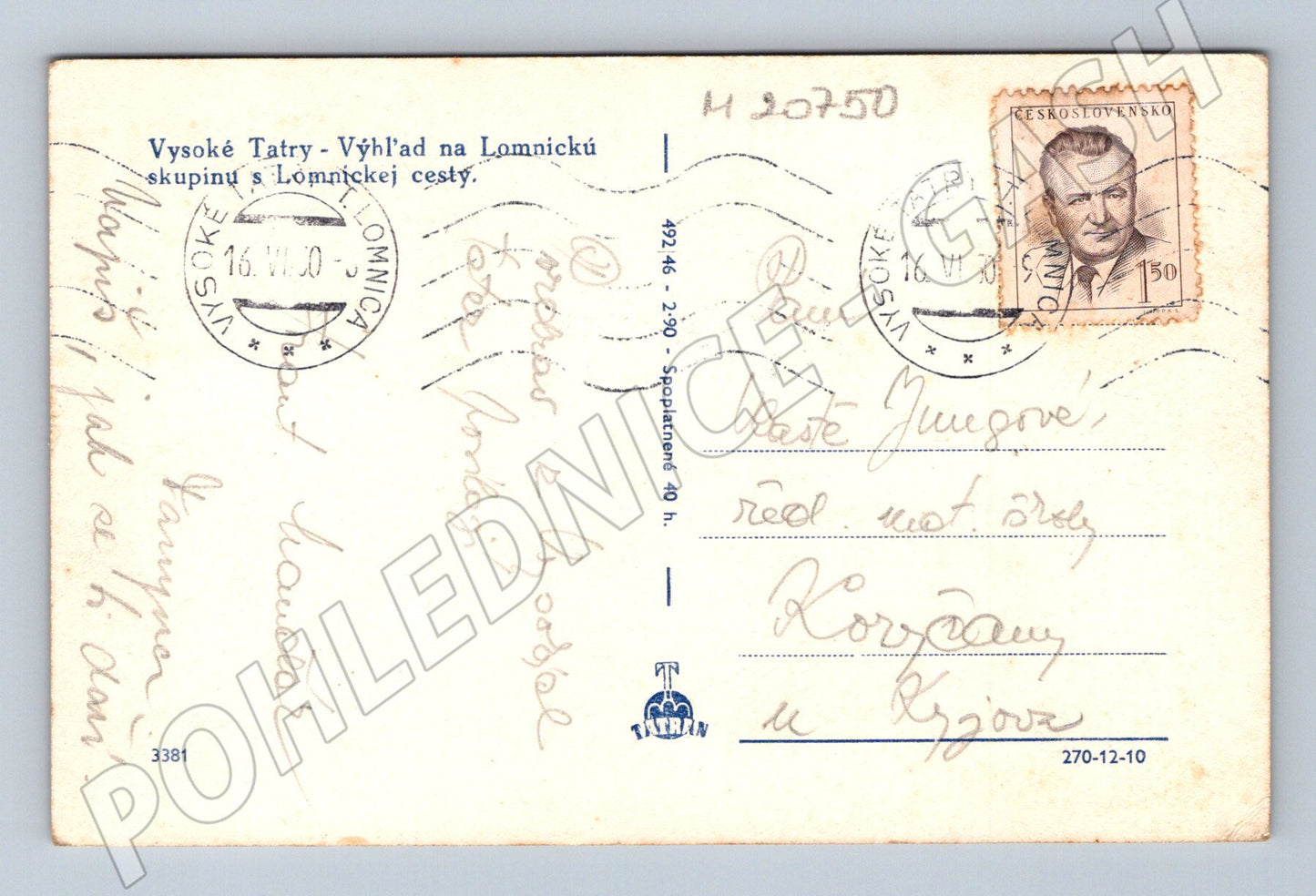 Pohlednice Lomnický štít výhled Tatry (M20750)