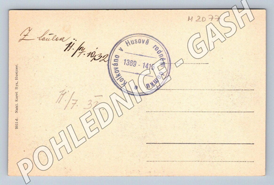 Pohlednice Husinec celkový pohled 1932 (M2077)