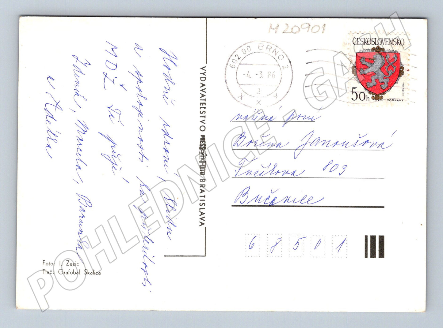 Pohlednice MDŽ květiny 1986 (M20901)
