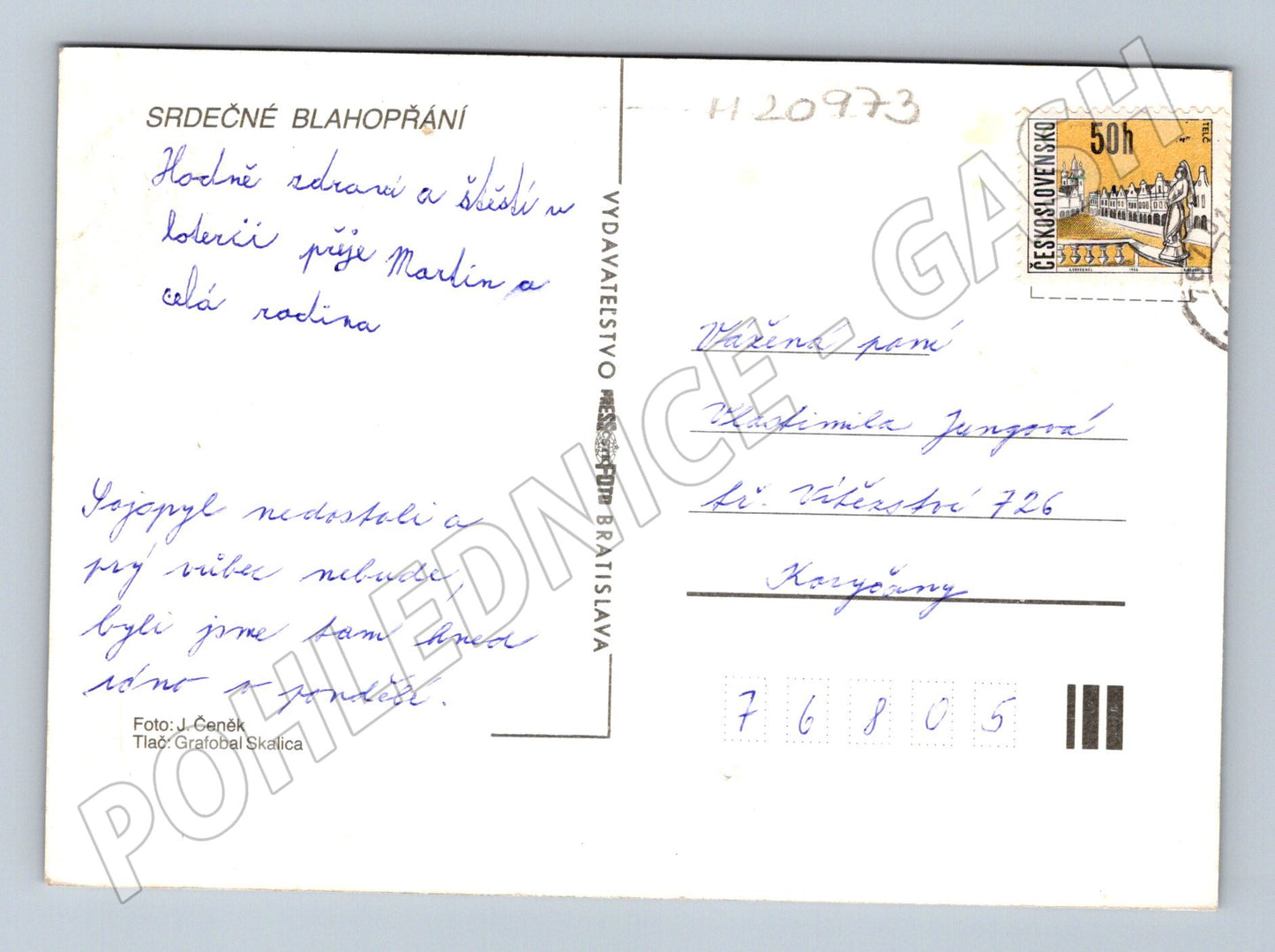 Pohlednice sedmikrásky blahopřání (M20973)