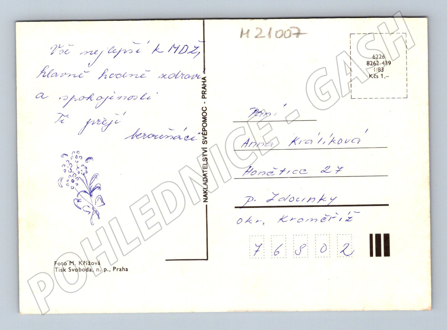 Pohlednice květiny 80 léta (M21007)