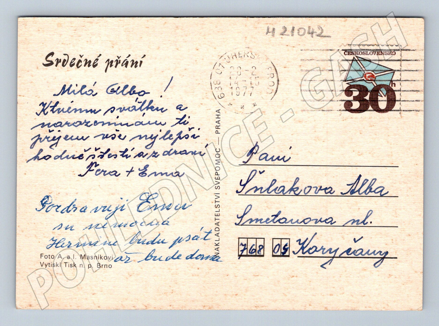 Pohlednice růže 1977 (M21042)