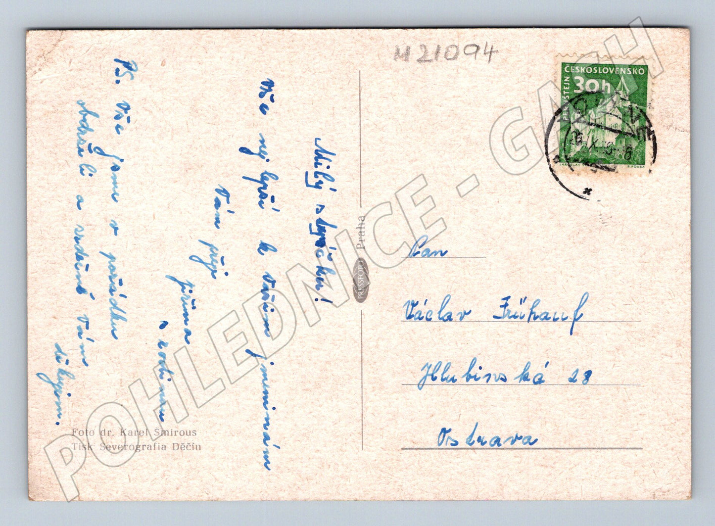 Pohlednice kytice růží 1950 (M21094)