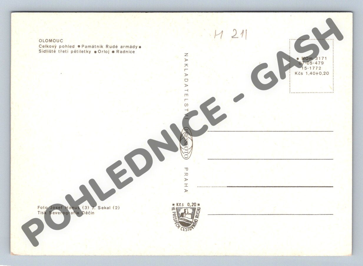 Pohlednice Olomouc – památky, radnice, orloj (M211)