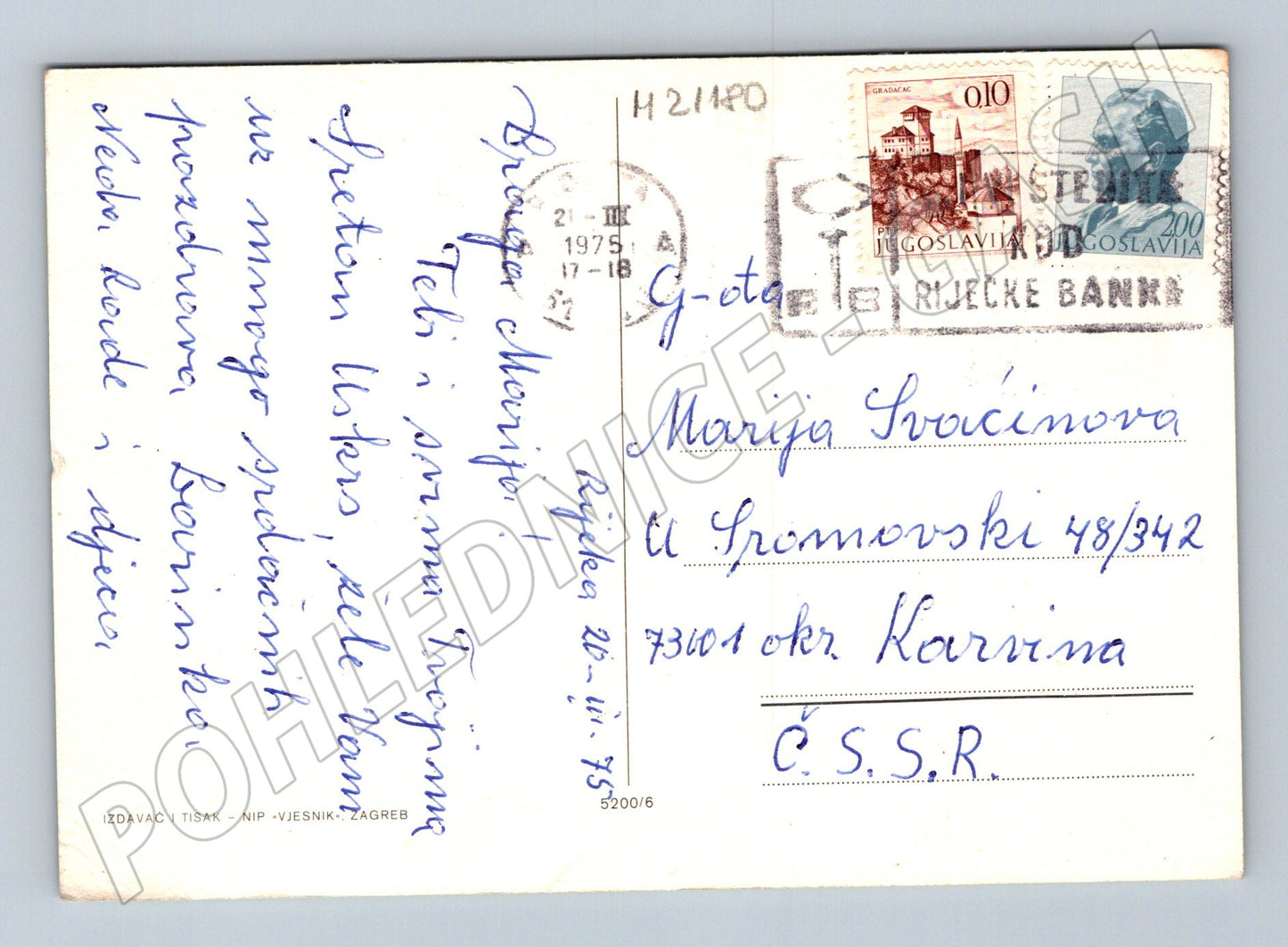 Pohlednice velikonoční kuřátka kraslice Jugoslávie (M21180)