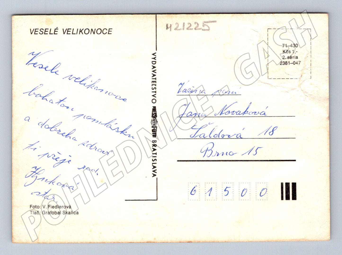 Pohlednice velikonoční slovenské kraslice květiny (M21225)