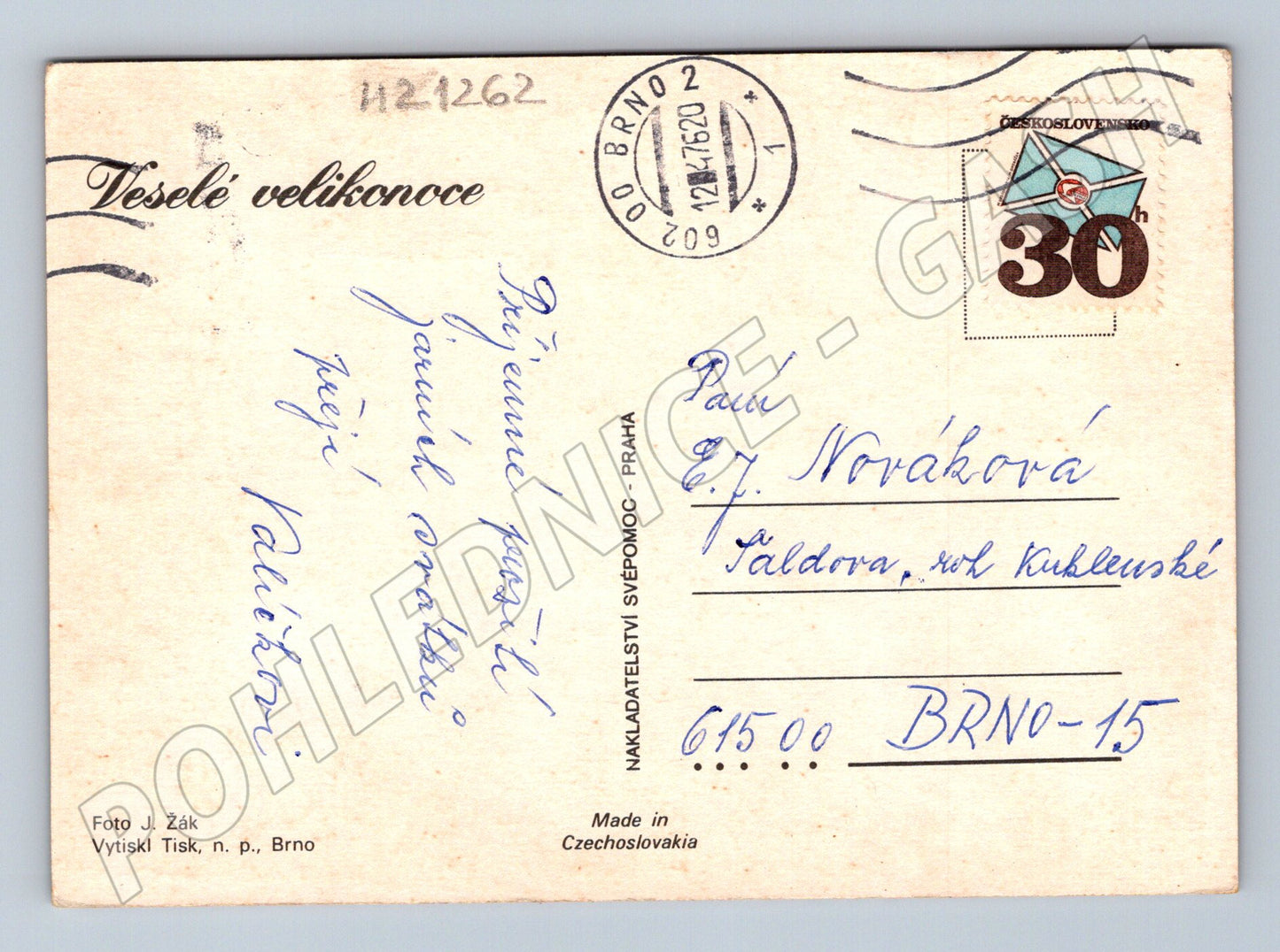 Pohlednice velikonoční kraslice tradice Brno (M21262)