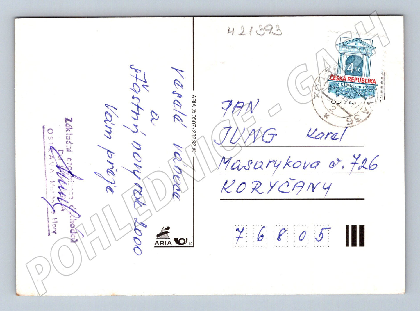 Pohlednice vánoční betlém prošlá poštou 2000 (M21393)