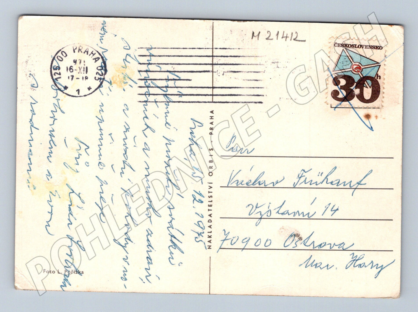 Pohlednice zimní krajina zaslaná 1971 Orbis (M21412)