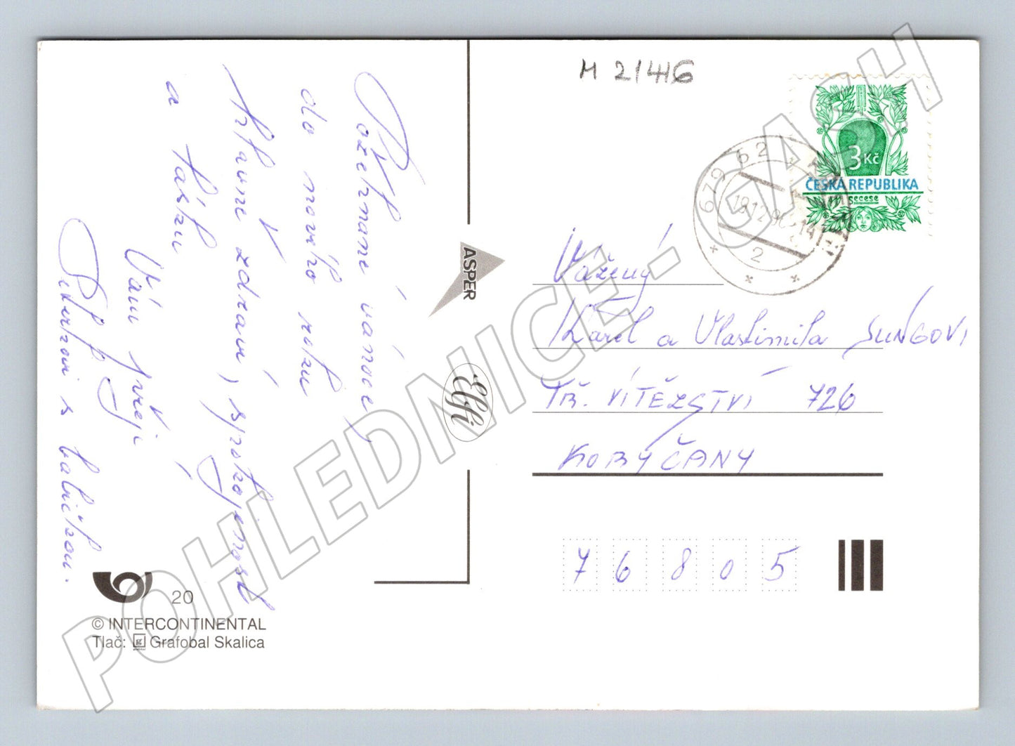 Pohlednice vánoční květina 1996 velký formát (M21416)
