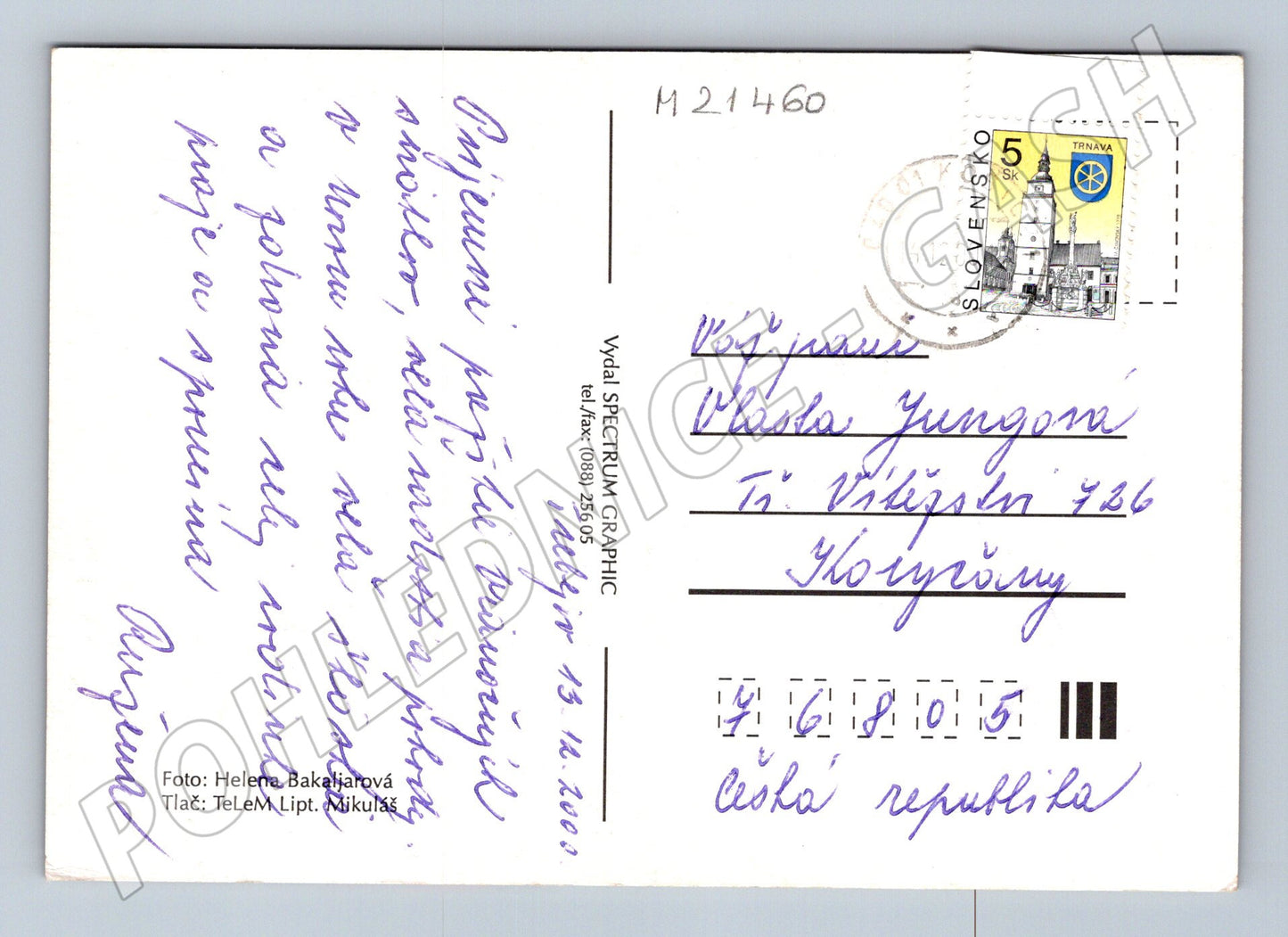 Pohlednice vánoční adventní věnec Slovensko 2001 (M21460)