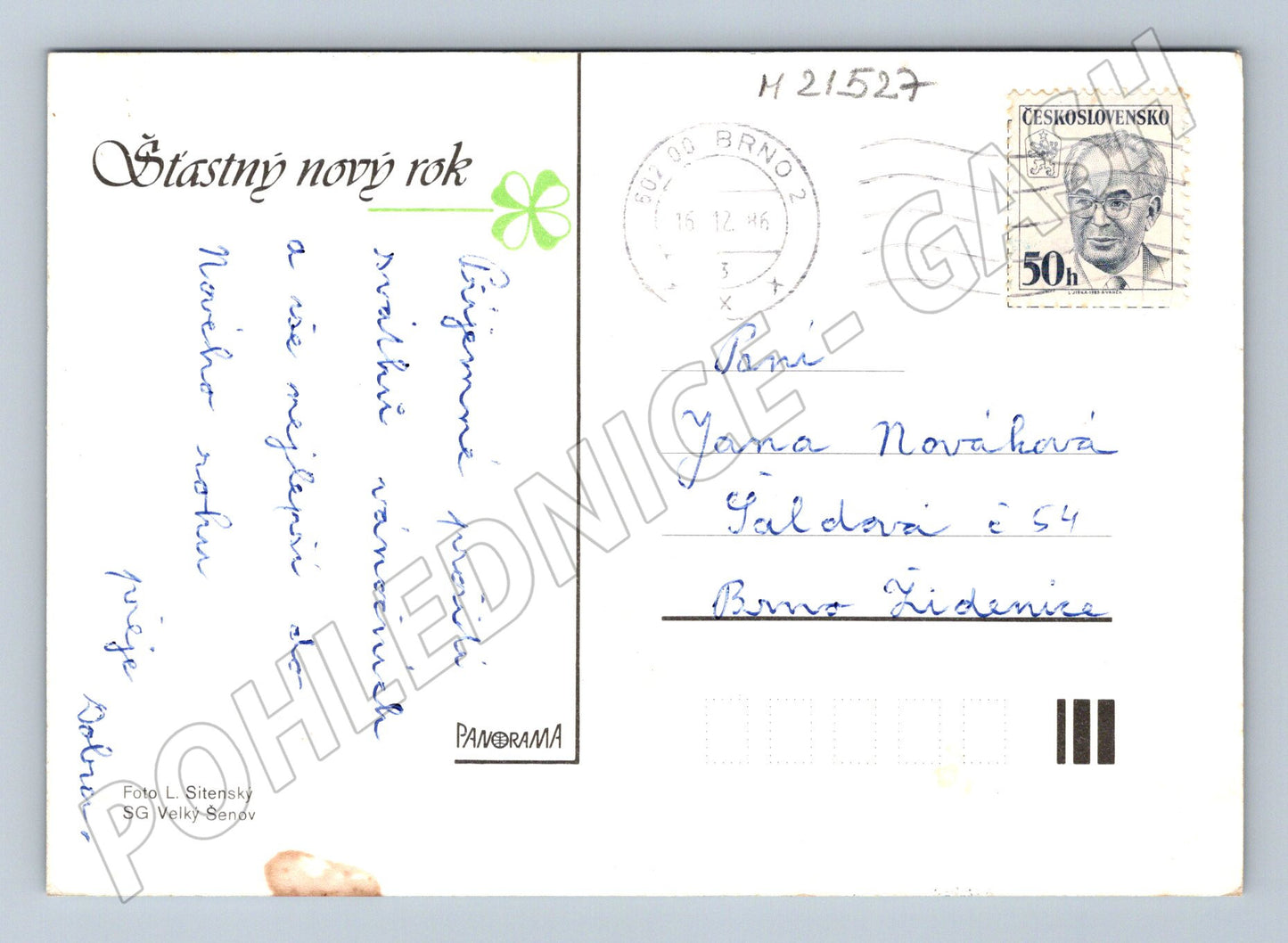 Pohlednice PF 1986 zimní krajina zaslaná známka (M21527)