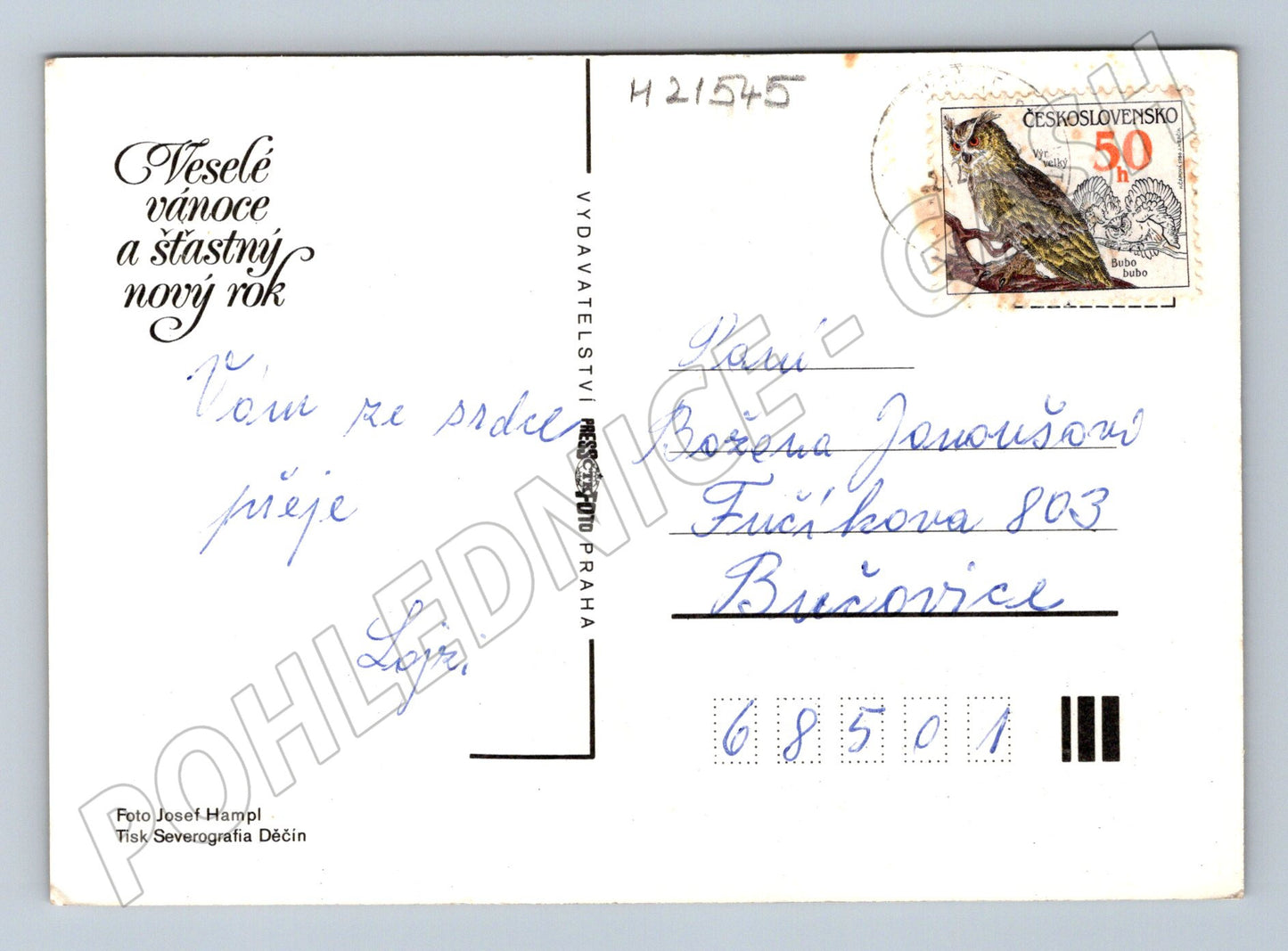 Pohlednice vánoční svíčka ořechy větvička 50h (M21545)