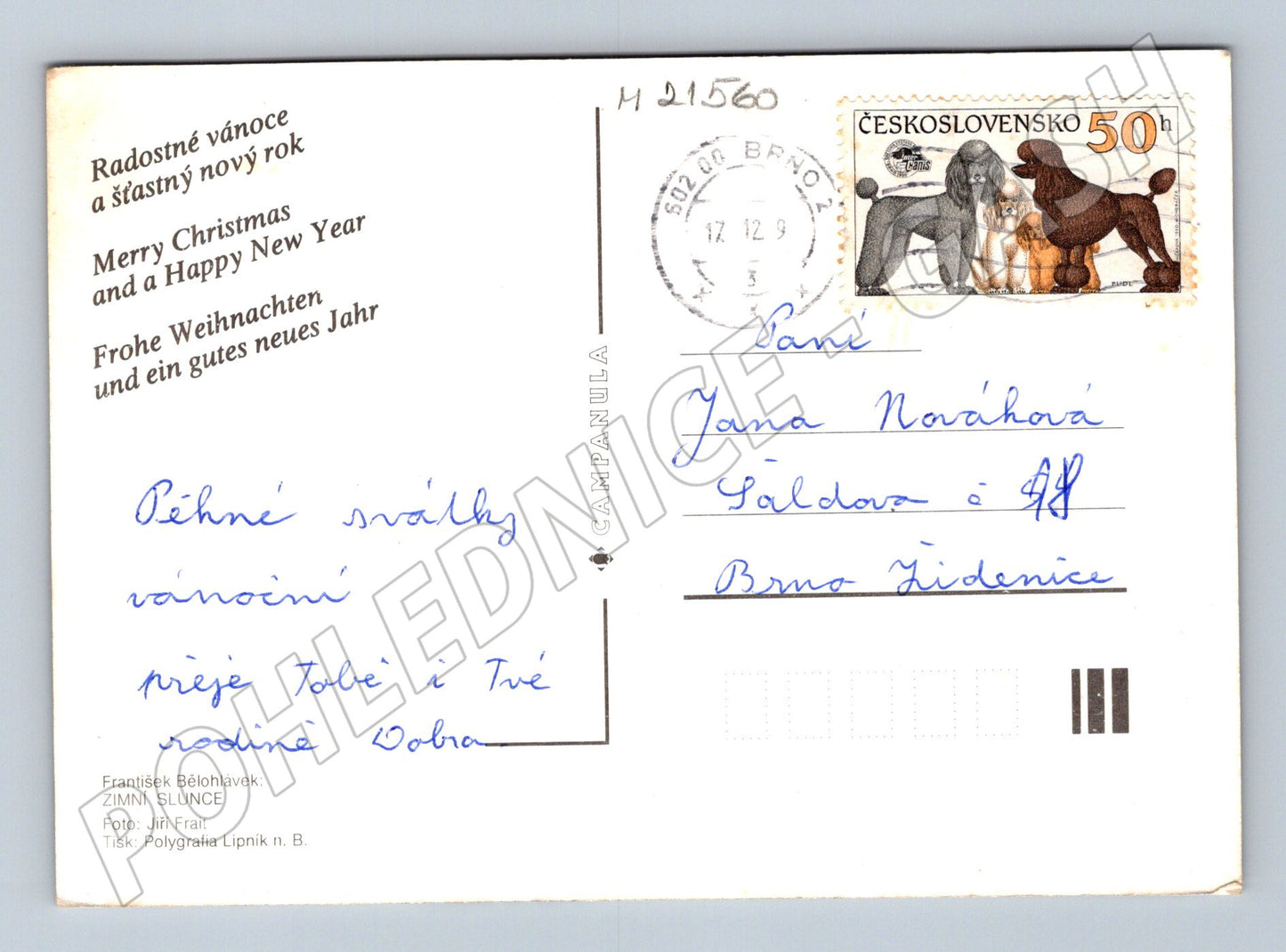 Pohlednice Zimní slunce zimní krajina 1979 (M21560)